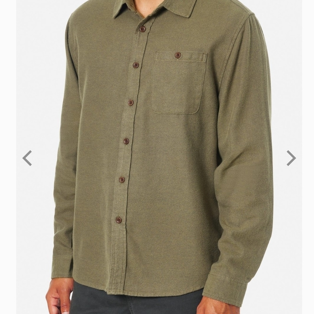 NWT Katin Mens Large Twiller Flannel Olive Button Up